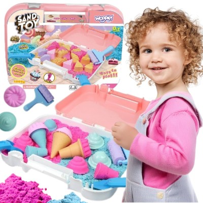 Piasek Kinetyczny Lody w Walizce 1kg Zestaw Formy - WOOPIE