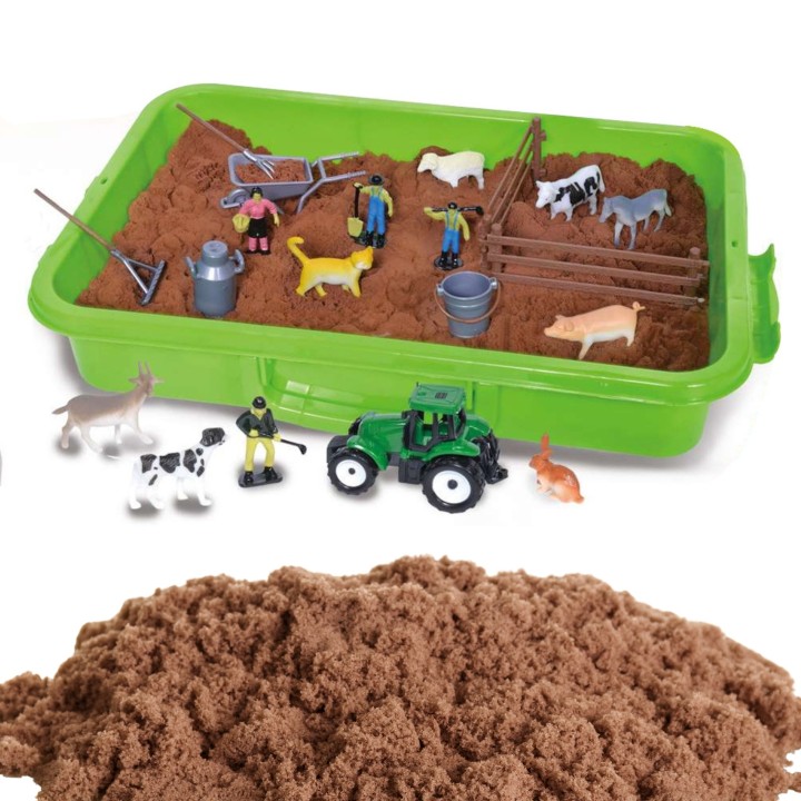 Kinetic Sand Farm in a Suitcase Tractor Animals 1500g - WOOPIE