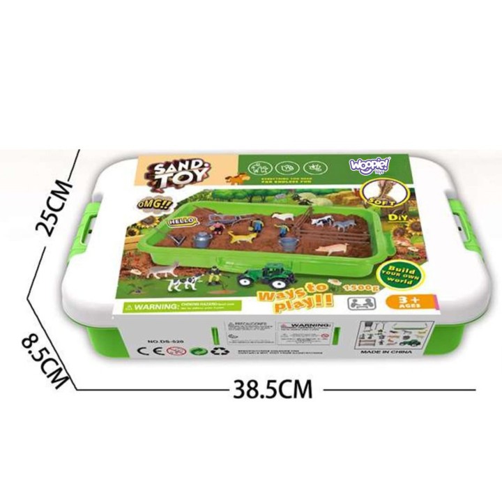 Kinetic Sand Farm in a Suitcase Tractor Animals 1500g - WOOPIE