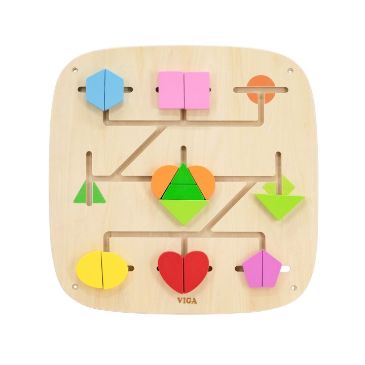 Wooden Activity Wall Panel with Educational Blocks for 2+ - Viga