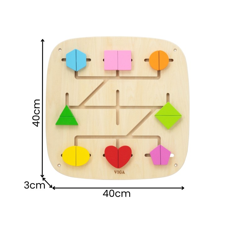 Wooden Activity Wall Panel with Educational Blocks for 2+ - Viga