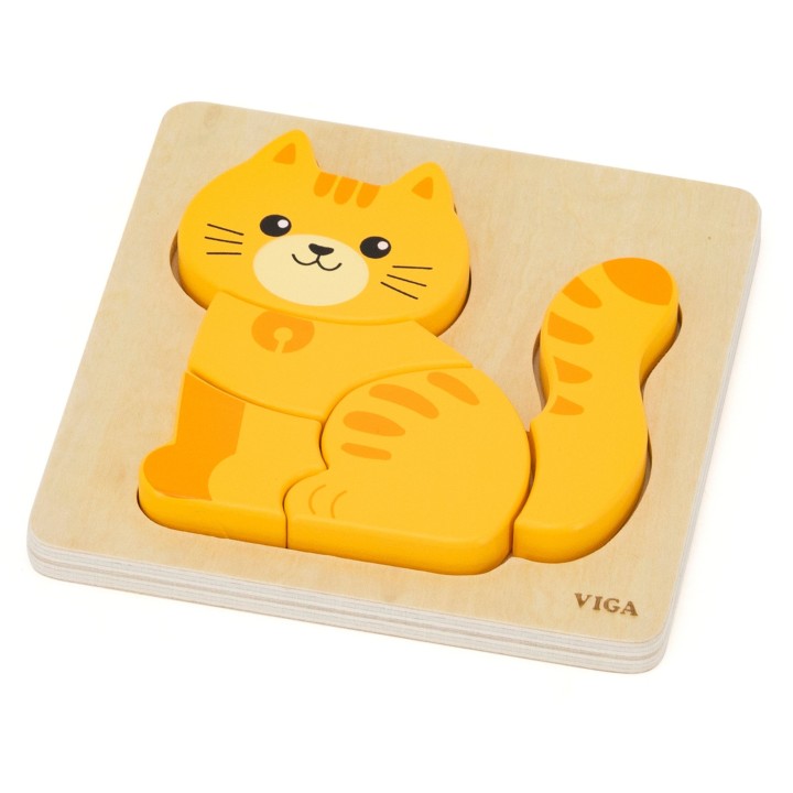 Wooden ginger kitten educational puzzle for children 18m+ toddlers - Viga