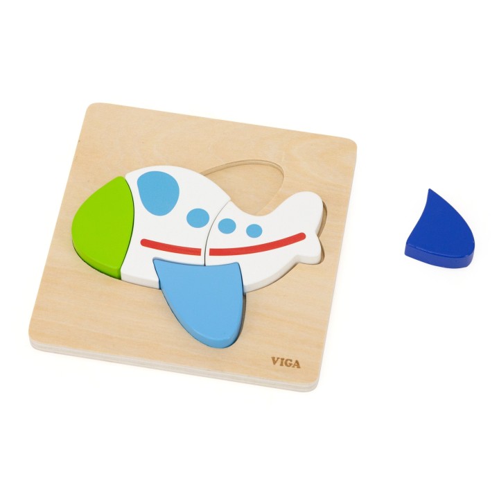 Viga Wooden Plane Puzzle - Educational Puzzle for Toddlers 18M+