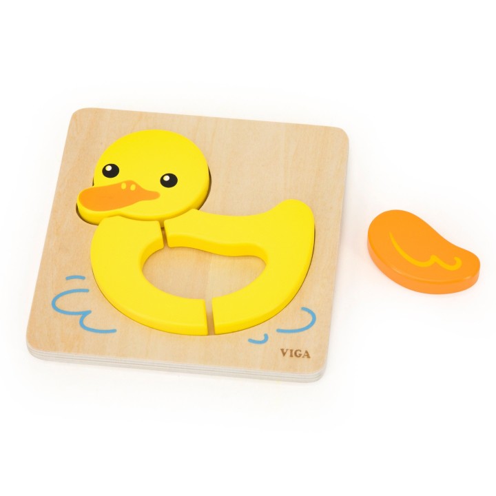 Drewniane Puzzle Kaczuszka Viga- Edukacyjna Układanka dla Malucha 18M+