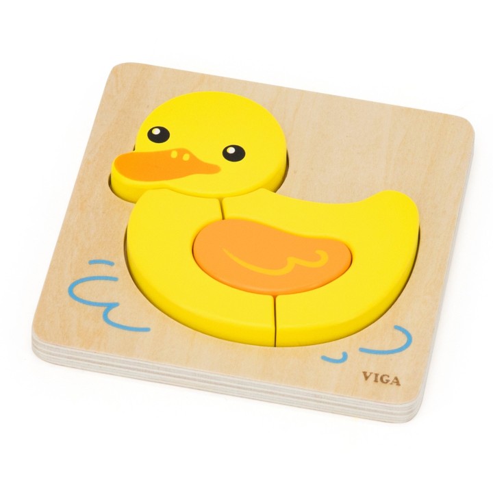 Wooden Puzzle Viga Duck - Educational Puzzle for Toddlers 18M+
