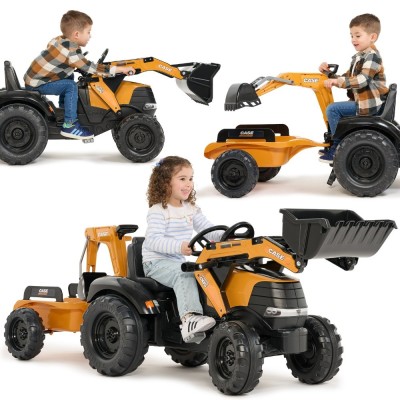Traktor na Pedały Falk Case CE z Koparką i Przyczepą - Eko Zabawka