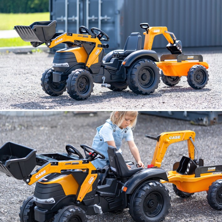 Traktor na Pedały Falk Case CE z Koparką i Przyczepą - Eko Zabawka