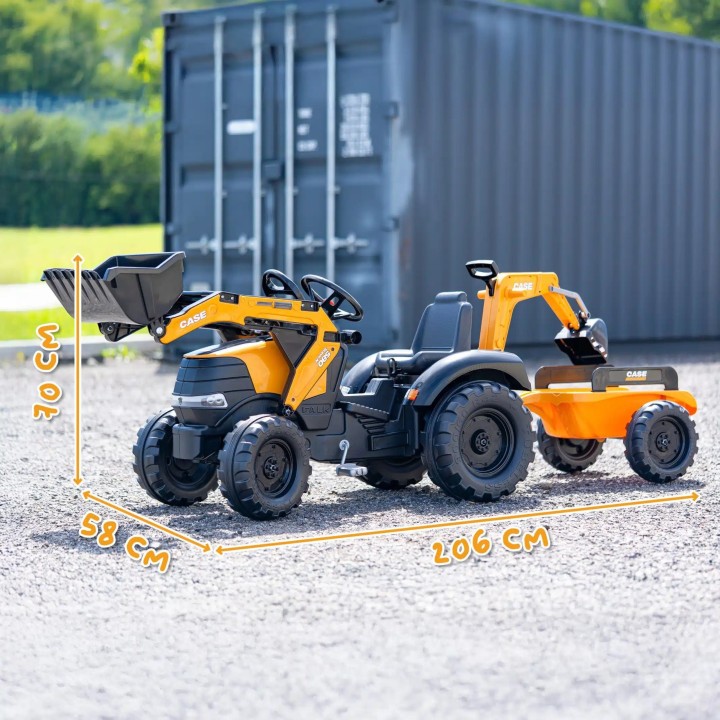 Traktor na Pedały Falk Case CE z Koparką i Przyczepą - Eko Zabawka