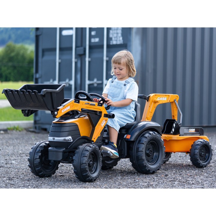 Traktor na Pedały Falk Case CE z Koparką i Przyczepą - Eko Zabawka