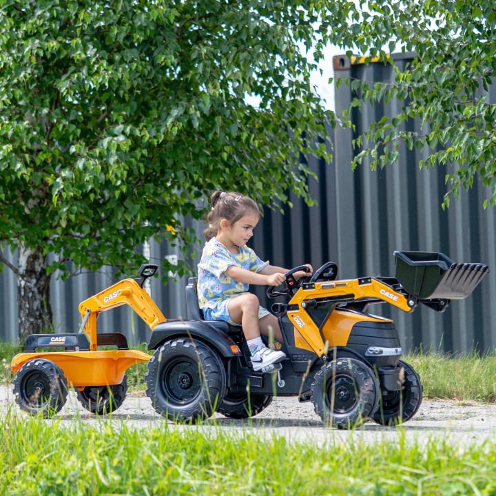 Falk Case CE Pedal Tractor with Excavator and Trailer - Eco Toy