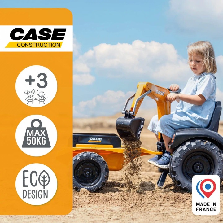 Falk Case CE Pedal Tractor with Excavator and Trailer - Eco Toy