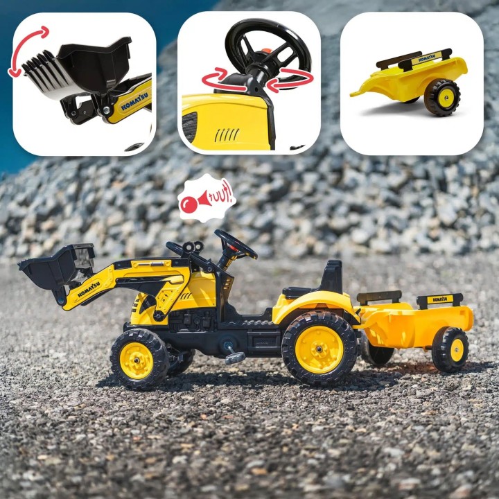 Komatsu Falk Pedal Tractor with Excavator and Trailer 2076M