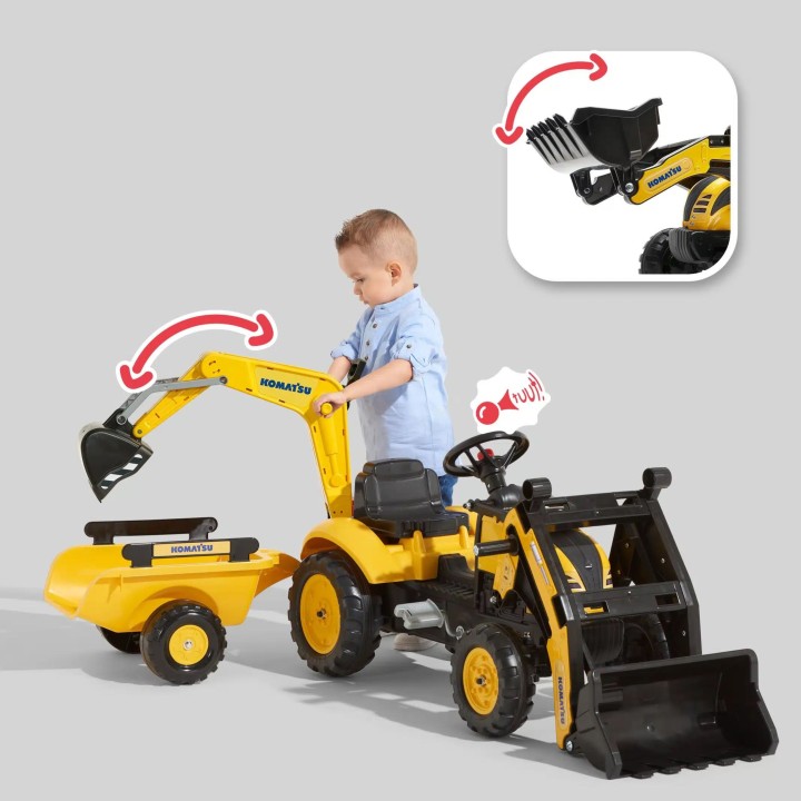 FALK Komatsu Pedal Tractor with Excavator and Trailer 2-5 years