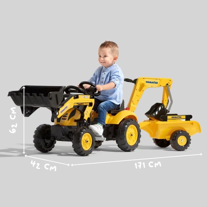 FALK Komatsu Pedal Tractor with Excavator and Trailer 2-5 years