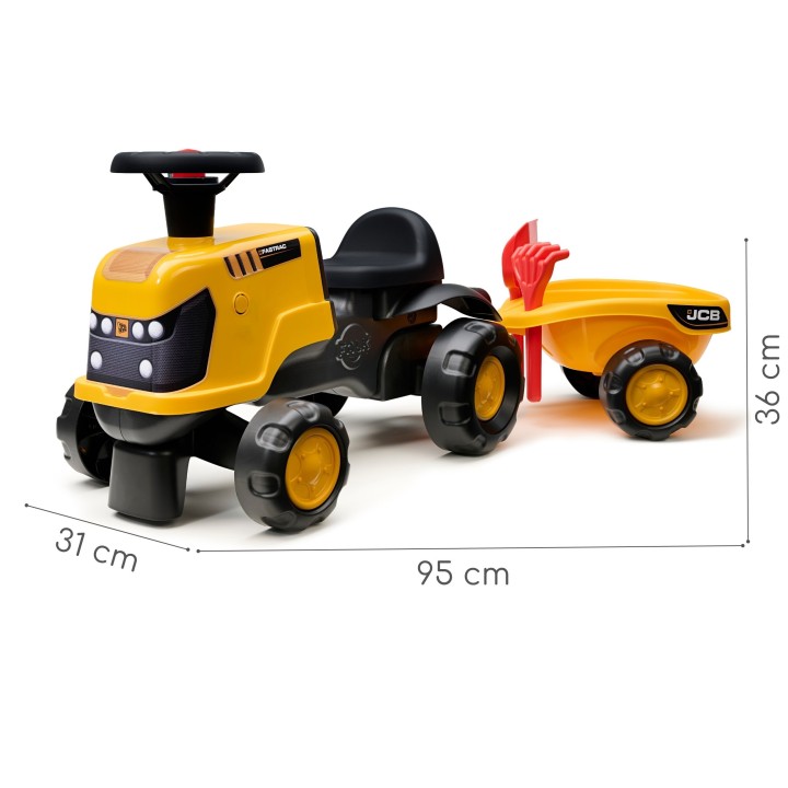 FALK Jeździk Traktor JCB Fastrac z Przyczepą i Akcesoriami Ciche Koła