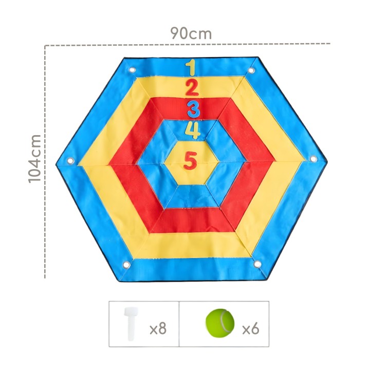 Sześciokątna Tarcza Matematyczna na Rzepy WOOPIE - Gra Rzutna XXL 98cm