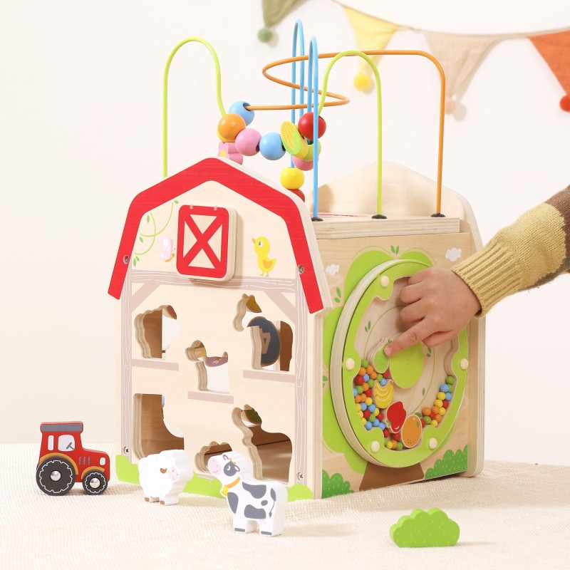 VIGA Drewniana Farma 7w1 - Kostka Edukacyjna