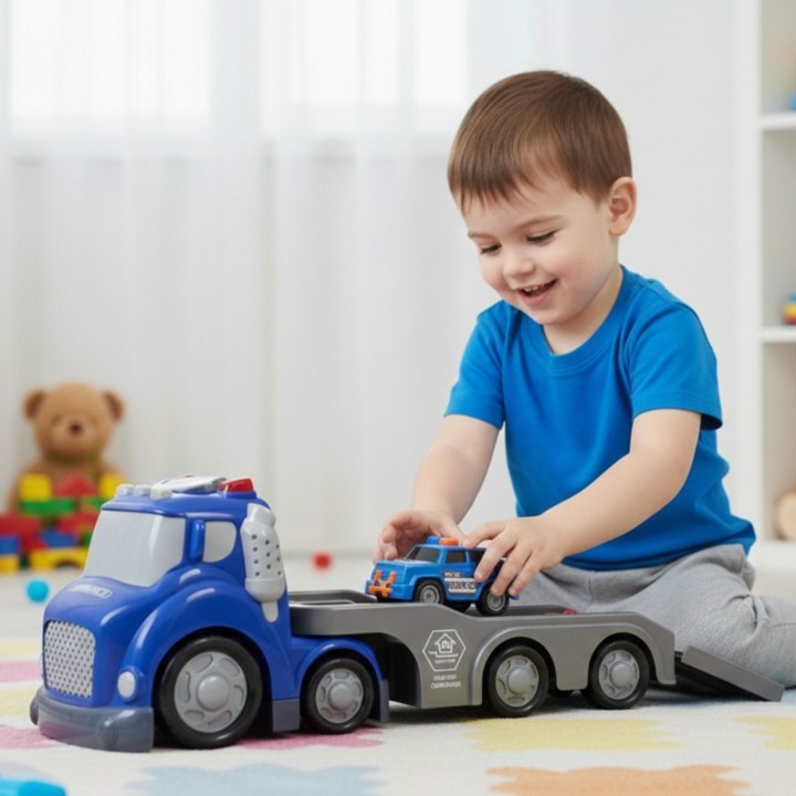 WOOPIE Niebieska Laweta Policyjna City Truck z Efektami Dźwiękowymi