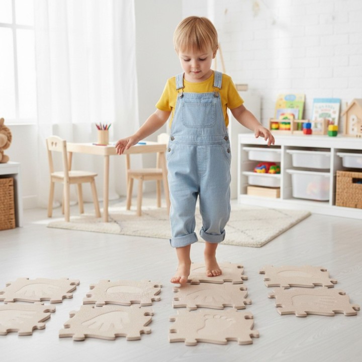 WOOPIE Sensory Mat Orthopedic Puzzle 16 Pieces Beige