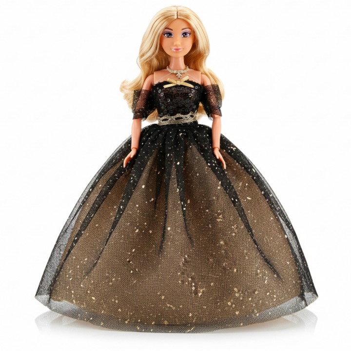 Lily Woopie Doll - Black and Gold Evening Dress 30cm