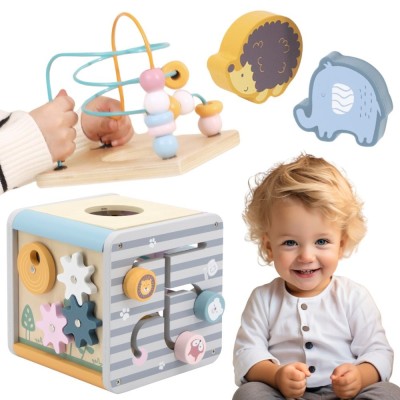 VIGA PolarB Activity Box 5in1 - Wooden Game Center for Children