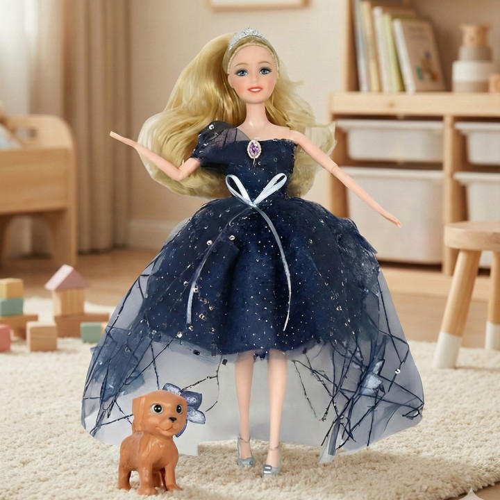 Emi doll with a dog and an elegant dress - the magical Woopie set