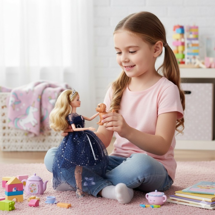 Emi doll with a dog and an elegant dress - the magical Woopie set