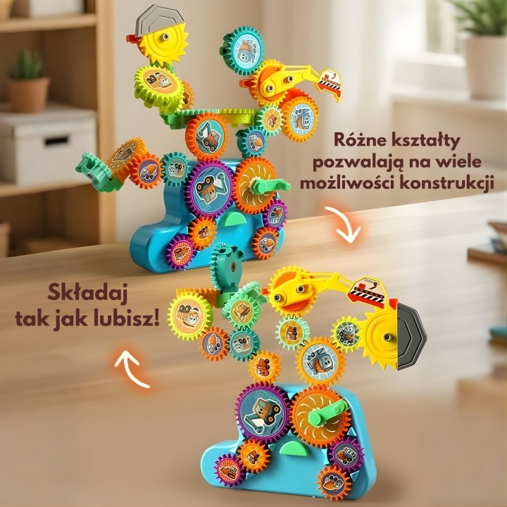 WOOPIE Interaktywne Klocki Zębatki 18 el. - Edukacyjna Zabawka