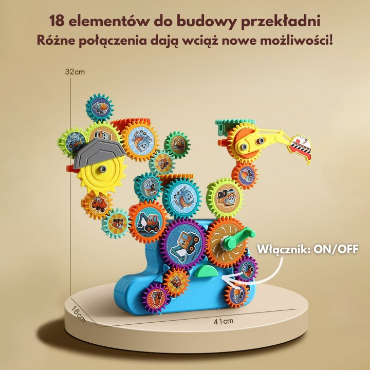 WOOPIE Interaktywne Klocki Zębatki 18 el. - Edukacyjna Zabawka