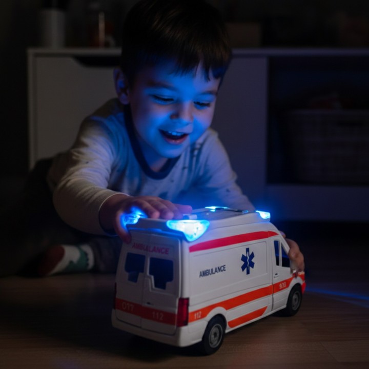Karetka Pogotowia Ambulans Woopie – zabawka z dźwiękiem i światłem