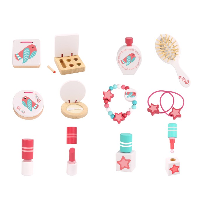 TOOKY TOY pink wooden dressing table - set with mirror