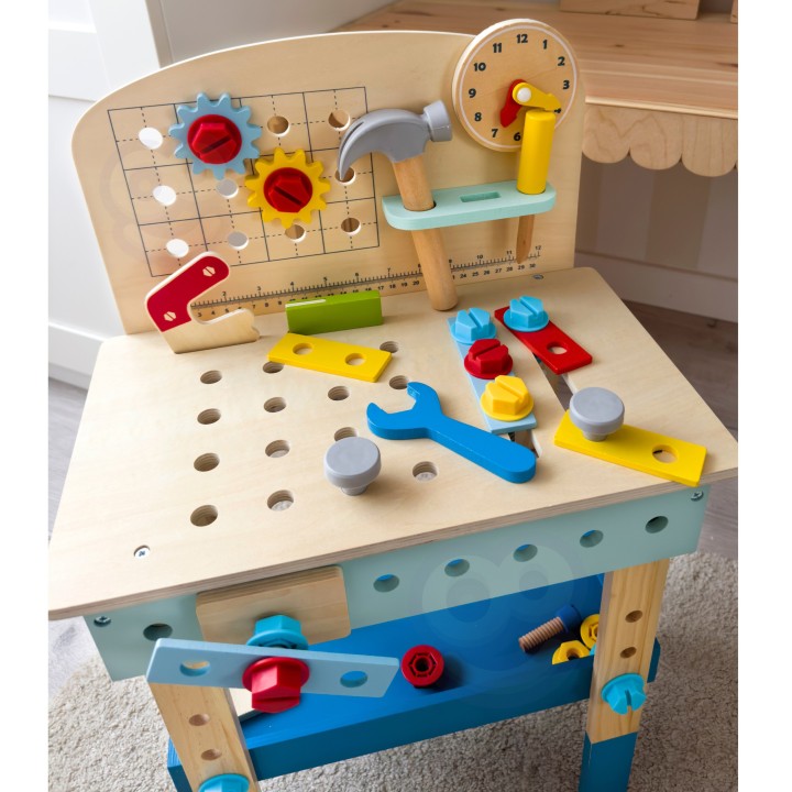 TOOKY TOY Wooden Workshop Table for DIY - Tools 48 pcs.