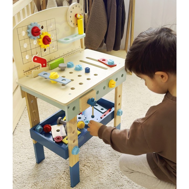 TOOKY TOY Wooden Workshop Table for DIY - Tools 48 pcs.