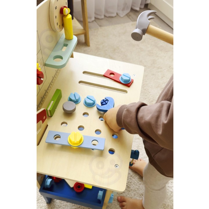 TOOKY TOY Wooden Workshop Table for DIY - Tools 48 pcs.