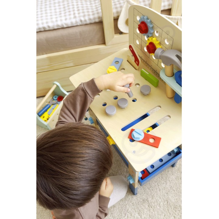 TOOKY TOY Wooden Workshop Table for DIY - Tools 48 pcs.