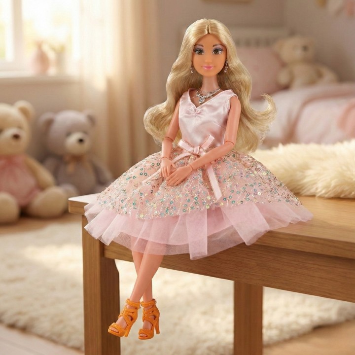 Lalka Lily 30 cm Woopie - Różowa Suknia Balowa z Tiulu + Biżuteria