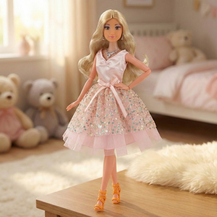 Lalka Lily 30 cm Woopie - Różowa Suknia Balowa z Tiulu + Biżuteria