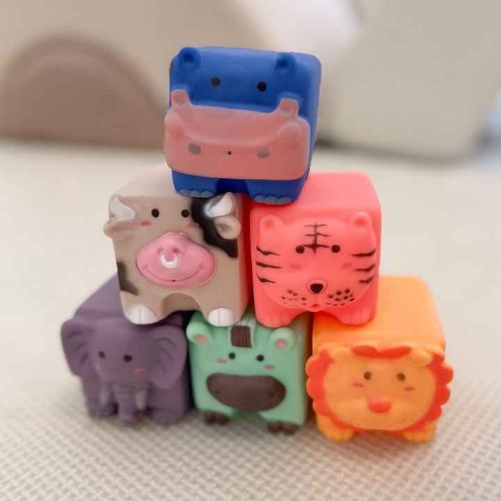 WOOPIE BABY Sensory Animal Blocks 6 Pieces - Soft Puzzle