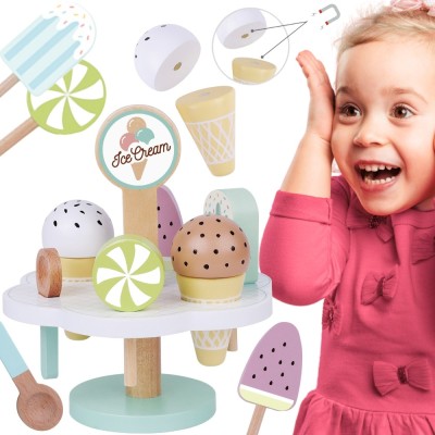 Drewniane Lody Magnetyczne TOOKY TOY na Stojaku - Zabawka Edukacyjna