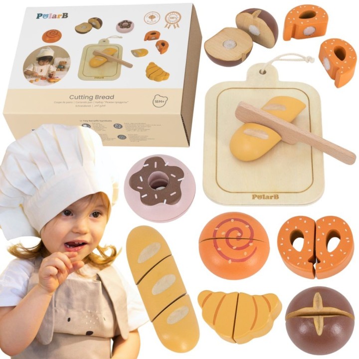Viga-PolarB Wooden Bread and Roll Cutting Set Educational Game
