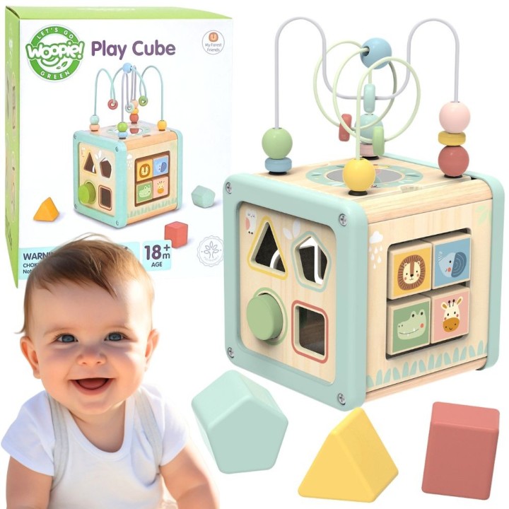 WOOPIE GREEN Wooden Activity Cube - Educational Sorter