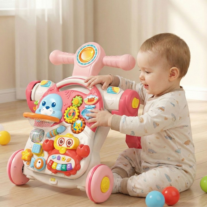 WOOPIE BABY 4w1: Pchacz, Chodzik, Stolik, Hulajnoga, Jeździk