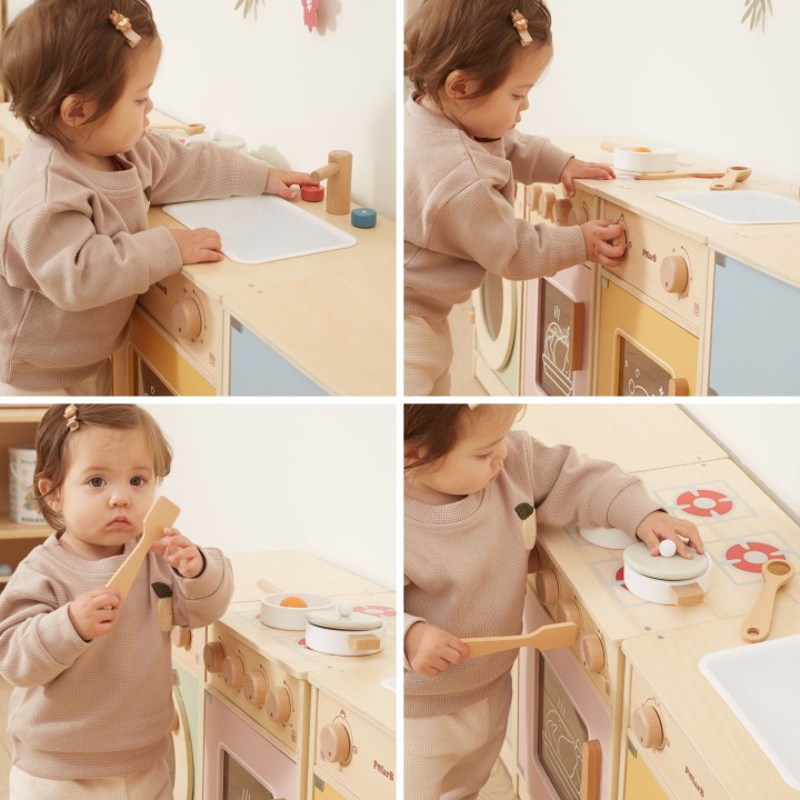 Duży Drewniany Zestaw Kuchenny Viga-Edukacyjna Zabawka 130 cm Długości