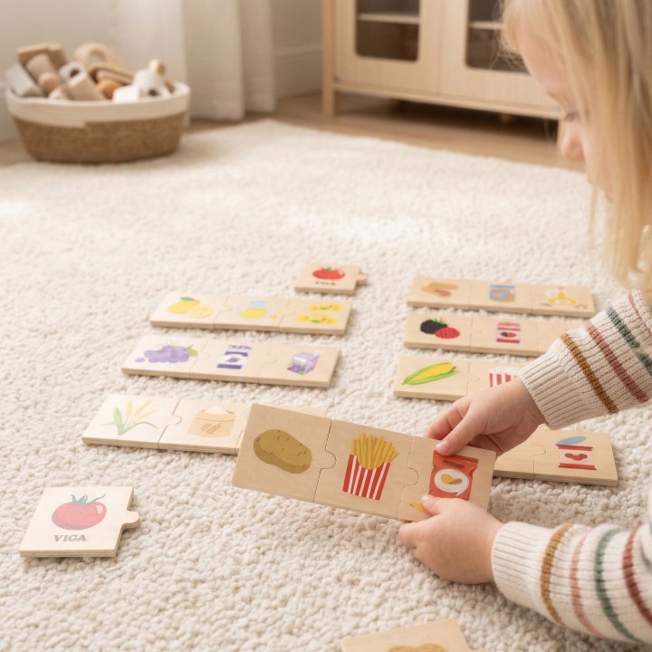 VIGA Zestaw Puzzli – Odkrywaj Naturę i Jedzenie w Zabawie