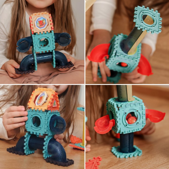 Klocki Konstrukcyjne WOOPIE 3D 228el - Edukacyjny Tor Kulkowy
