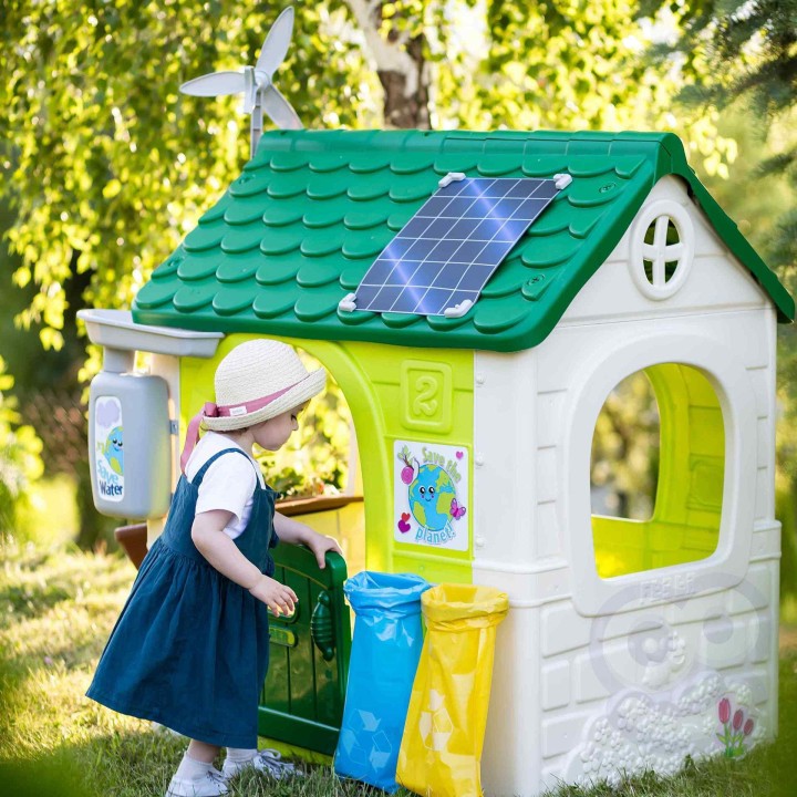 FEBER Domek Ogrodowy Eco z Karmnikiem i Panelem Słonecznym