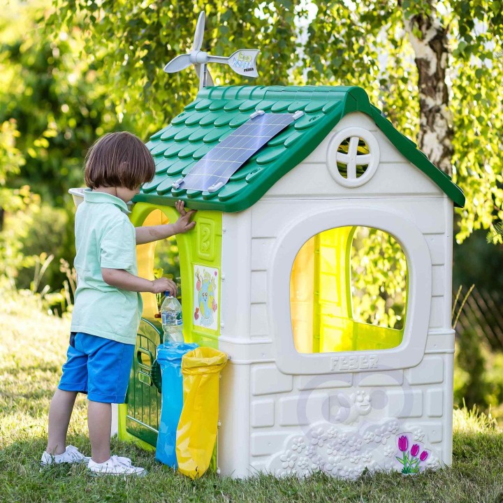 FEBER Domek Ogrodowy Eco z Karmnikiem i Panelem Słonecznym