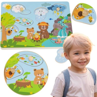 VIGA Puzzle Dźwiękowe Odkrywamy Naturę – Edukacyjna Zabawka