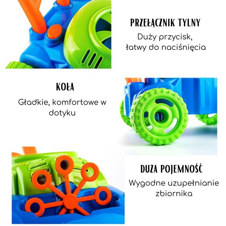 WOOPIE Kosiarka Bańki Mydlane z Dźwiękami i Płynem - Zabawka