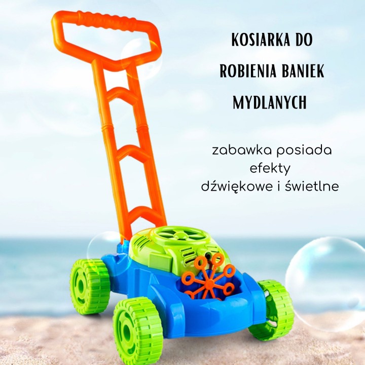 WOOPIE Kosiarka Bańki Mydlane z Dźwiękami i Płynem - Zabawka